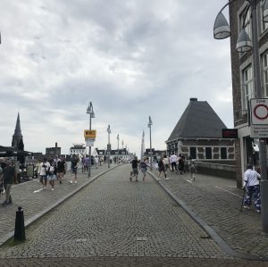 Brücke über die Maas bei grauem Wetter